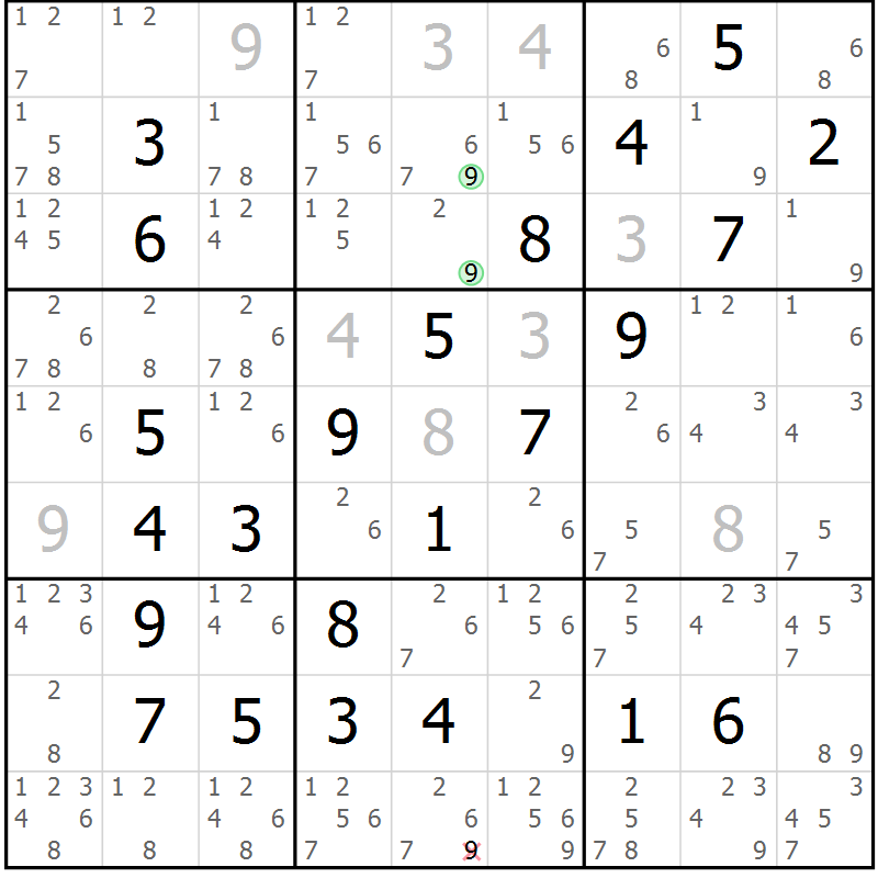 Position des candidats pour la solution de la Gr 15 page 18 du magazine de sudoku Maestro n° 101