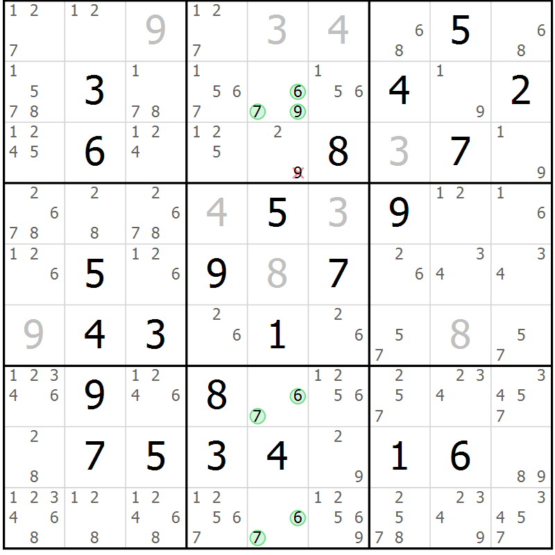 Position des candidats pour la solution de la Gr 15 page 18 du magazine de sudoku Maestro n° 101