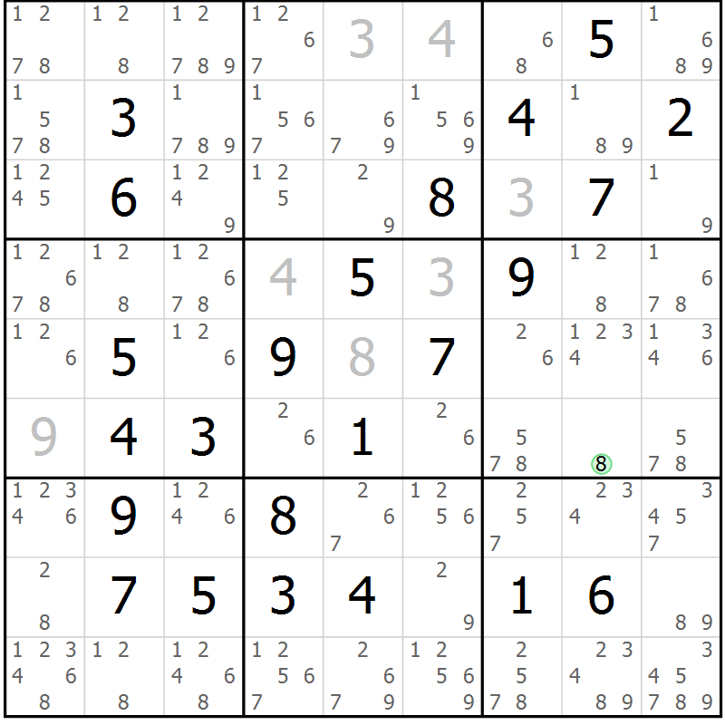 Position des candidats pour la solution de la Gr 15 page 18 du magazine de sudoku Maestro n° 101
