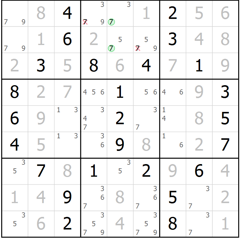 Position des candidats pour la solution de la Gr 16 page 19 du magazine de sudoku Maestro n° 101