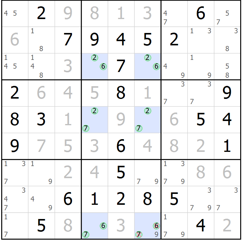 Position des candidats pour la solution de la Gr 17 page 20 du magazine de sudoku Maestro n° 101
