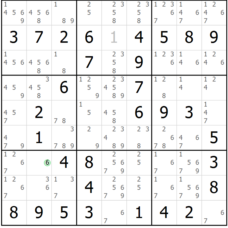 Position des candidats pour la solution de la Gr 19 page 22 du magazine de sudoku Maestro n° 101
