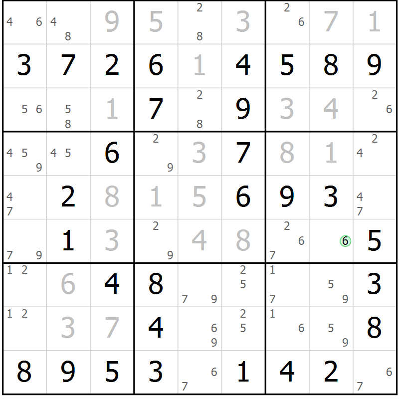Position des candidats pour la solution de la Gr 19 page 22 du magazine de sudoku Maestro n° 101