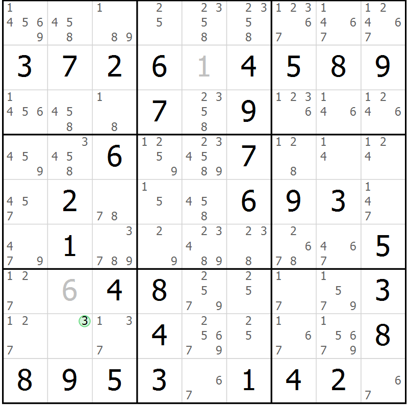 Position des candidats pour la solution de la Gr 19 page 22 du magazine de sudoku Maestro n° 101