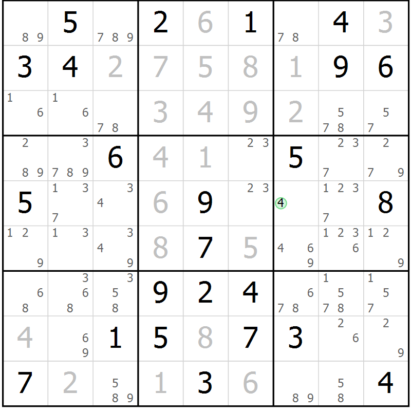 Position des candidats pour la solution de la Gr 21 page 24 du magazine de sudoku Maestro n° 101