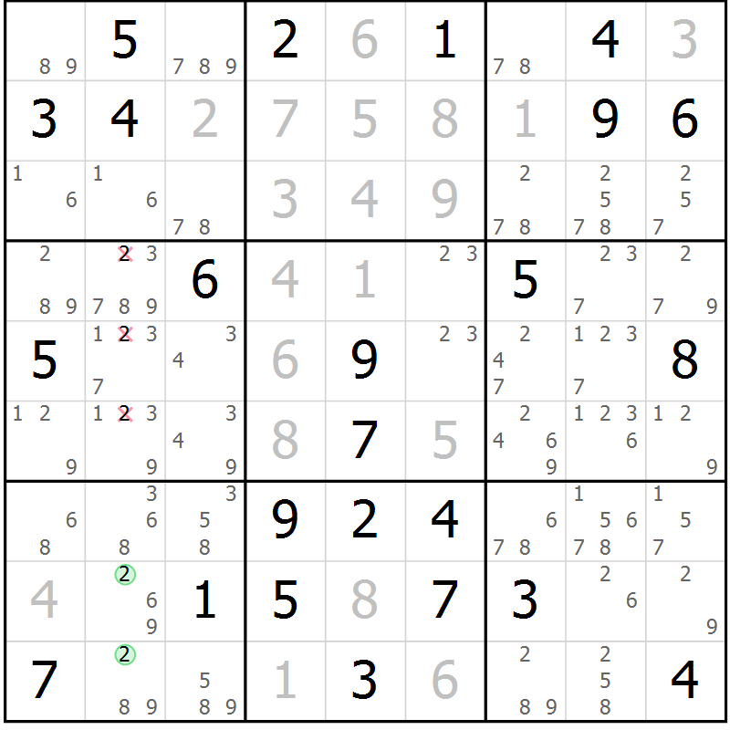 Position des candidats pour la solution de la Gr 21 page 24 du magazine de sudoku Maestro n° 101