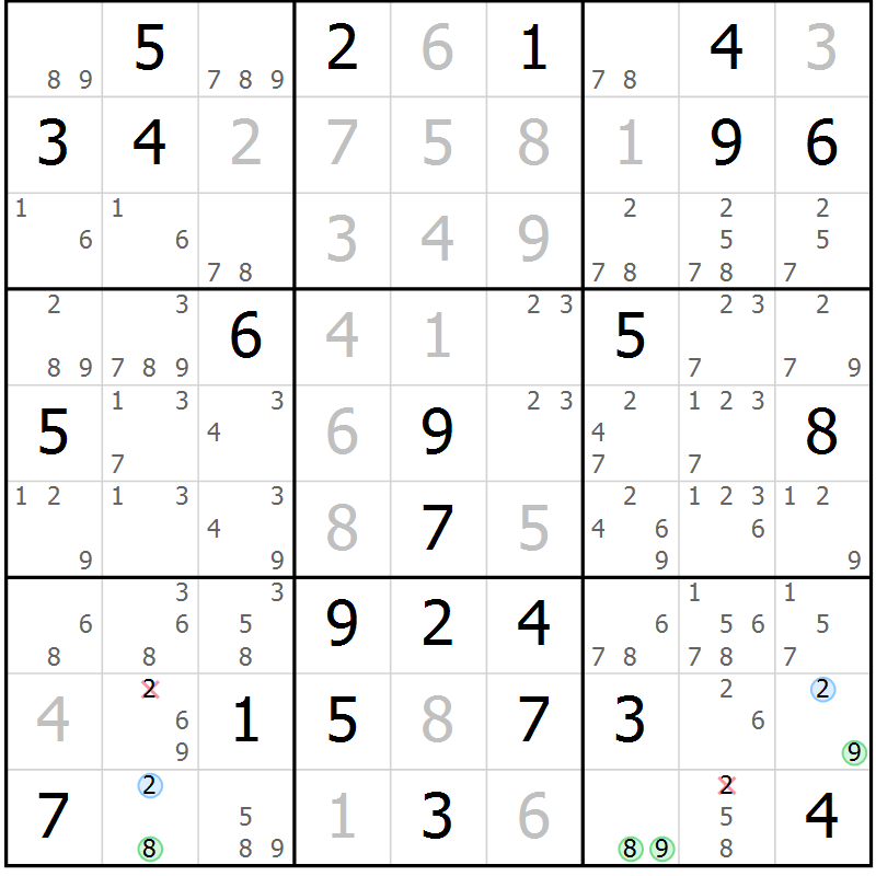 Position des candidats pour la solution de la Gr 21 page 24 du magazine de sudoku Maestro n° 101