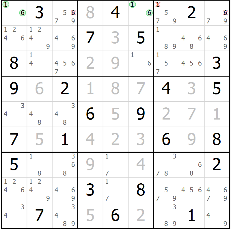 Position des candidats pour la solution de la Gr 23 page 26 du magazine de sudoku Maestro n° 101