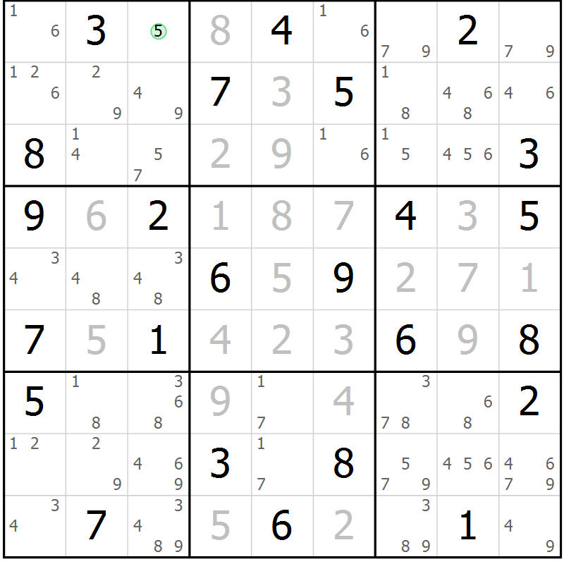 Position des candidats pour la solution de la Gr 23 page 26 du magazine de sudoku Maestro n° 101