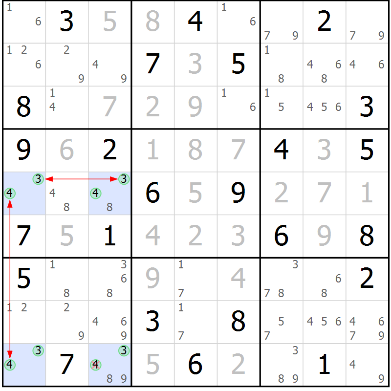 Position des candidats pour la solution de la Gr 23 page 26 du magazine de sudoku Maestro n° 101