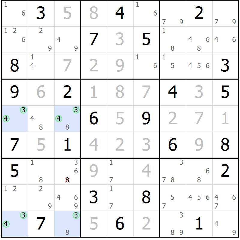 Position des candidats pour la solution de la Gr 23 page 26 du magazine de sudoku Maestro n° 101