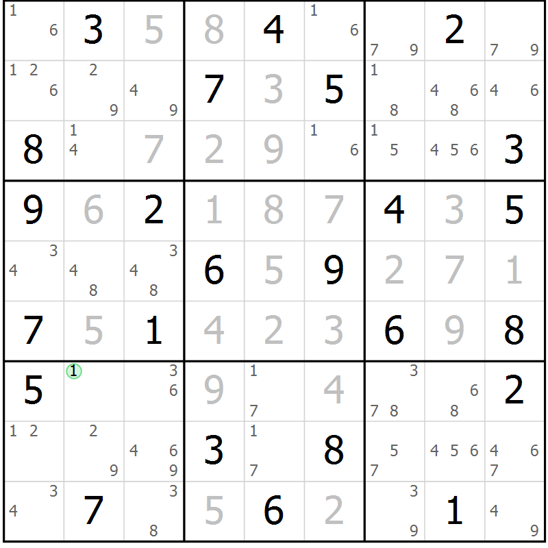 Position des candidats pour la solution de la Gr 23 page 26 du magazine de sudoku Maestro n° 101