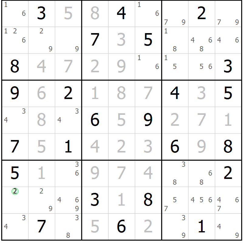 Position des candidats pour la solution de la Gr 23 page 26 du magazine de sudoku Maestro n° 101