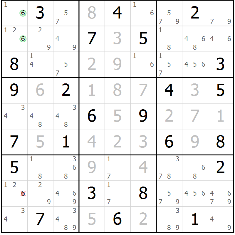 Position des candidats pour la solution de la Gr 23 page 26 du magazine de sudoku Maestro n° 101