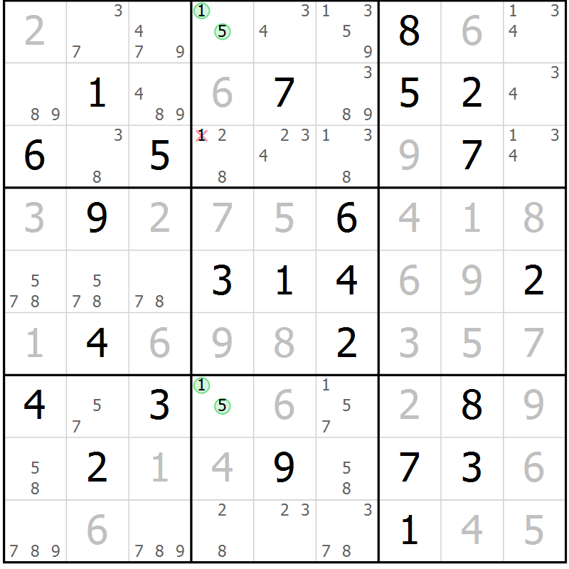 Position des candidats pour la solution de la Gr 24 page 27 du magazine de sudoku Maestro n° 101