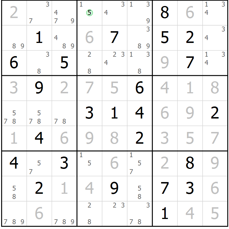 Position des candidats pour la solution de la Gr 24 page 27 du magazine de sudoku Maestro n° 101