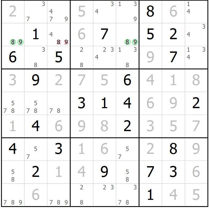 Position des candidats pour la solution de la Gr 24 page 27 du magazine de sudoku Maestro n° 101