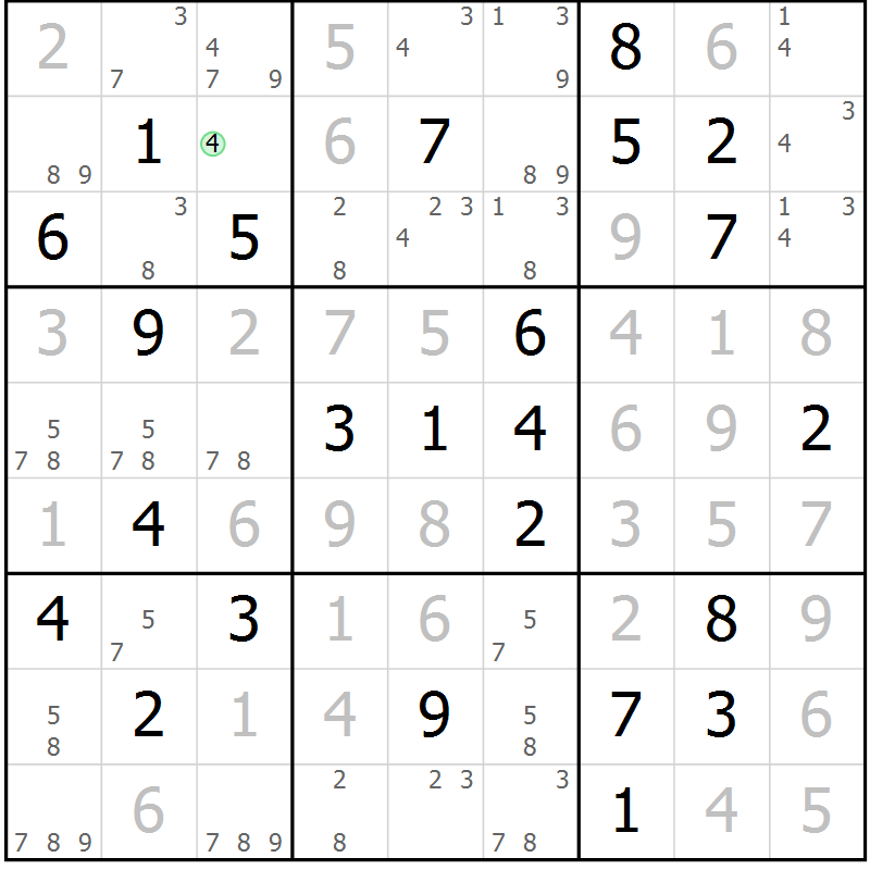 Position des candidats pour la solution de la Gr 24 page 27 du magazine de sudoku Maestro n° 101
