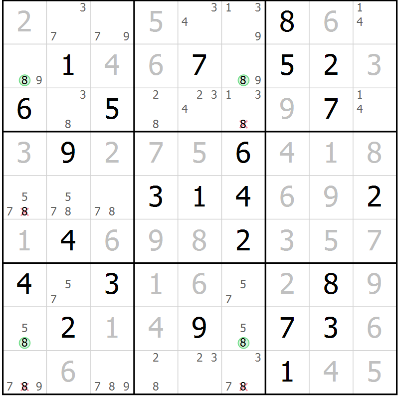 Position des candidats pour la solution de la Gr 24 page 27 du magazine de sudoku Maestro n° 101