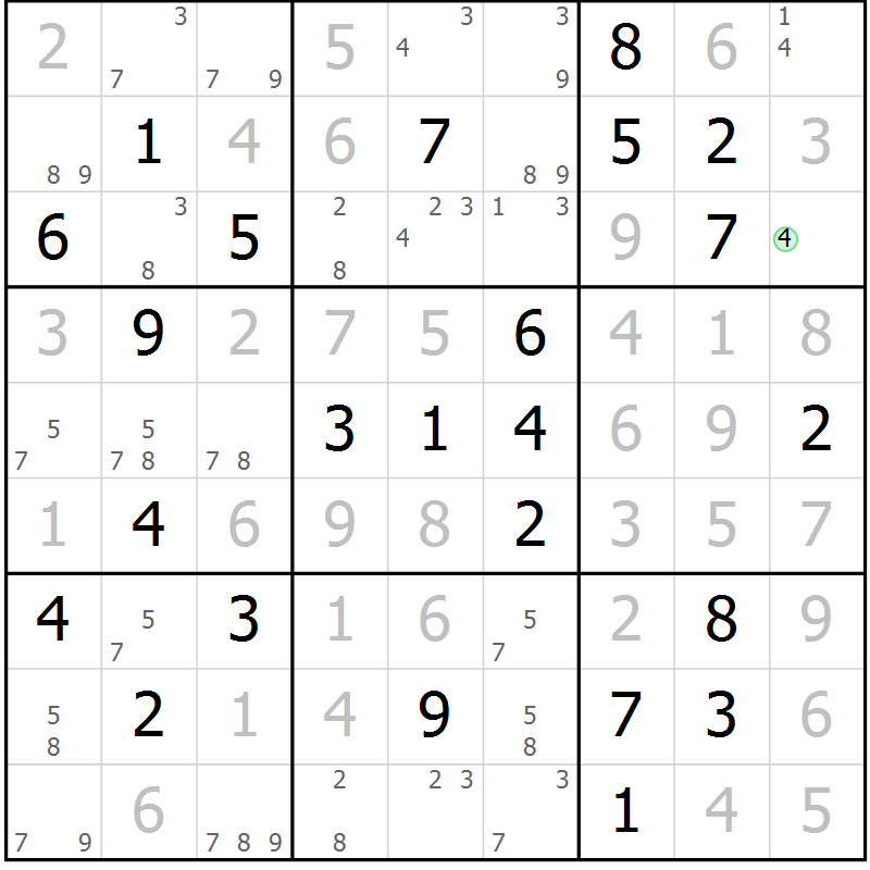 Position des candidats pour la solution de la Gr 24 page 27 du magazine de sudoku Maestro n° 101