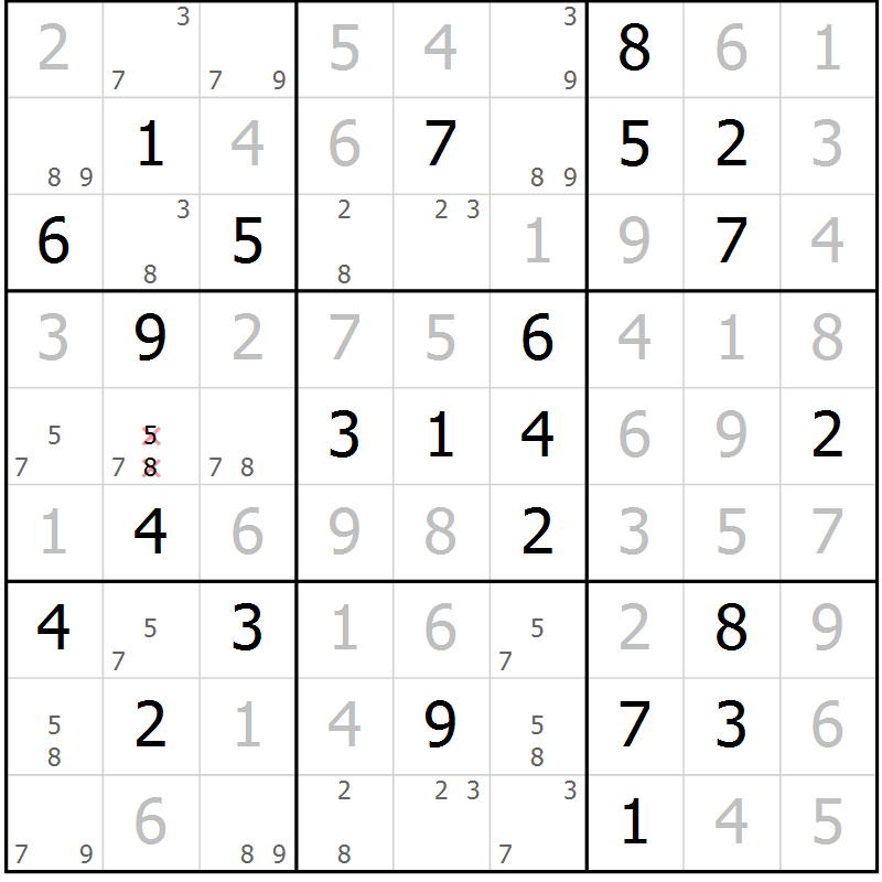 Position des candidats pour la solution de la Gr 24 page 27 du magazine de sudoku Maestro n° 101