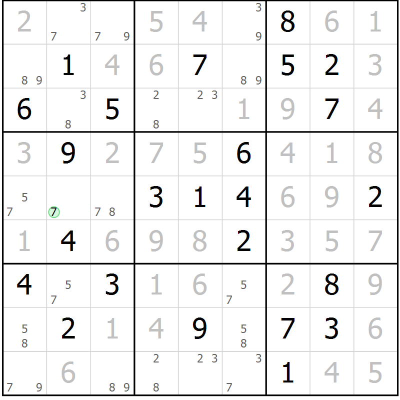 Position des candidats pour la solution de la Gr 24 page 27 du magazine de sudoku Maestro n° 101