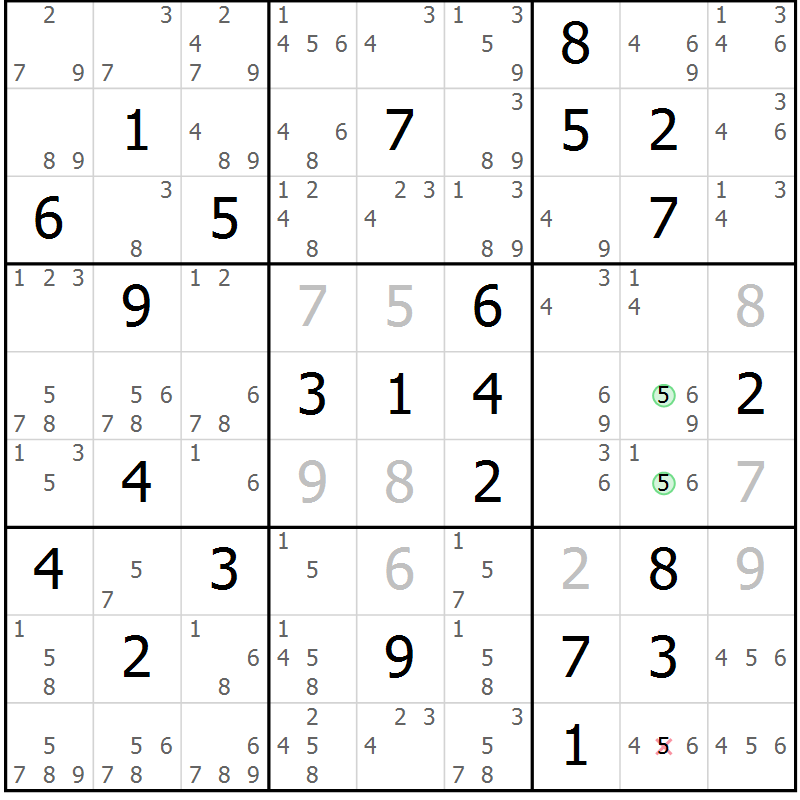 Position des candidats pour la solution de la Gr 24 page 27 du magazine de sudoku Maestro n° 101