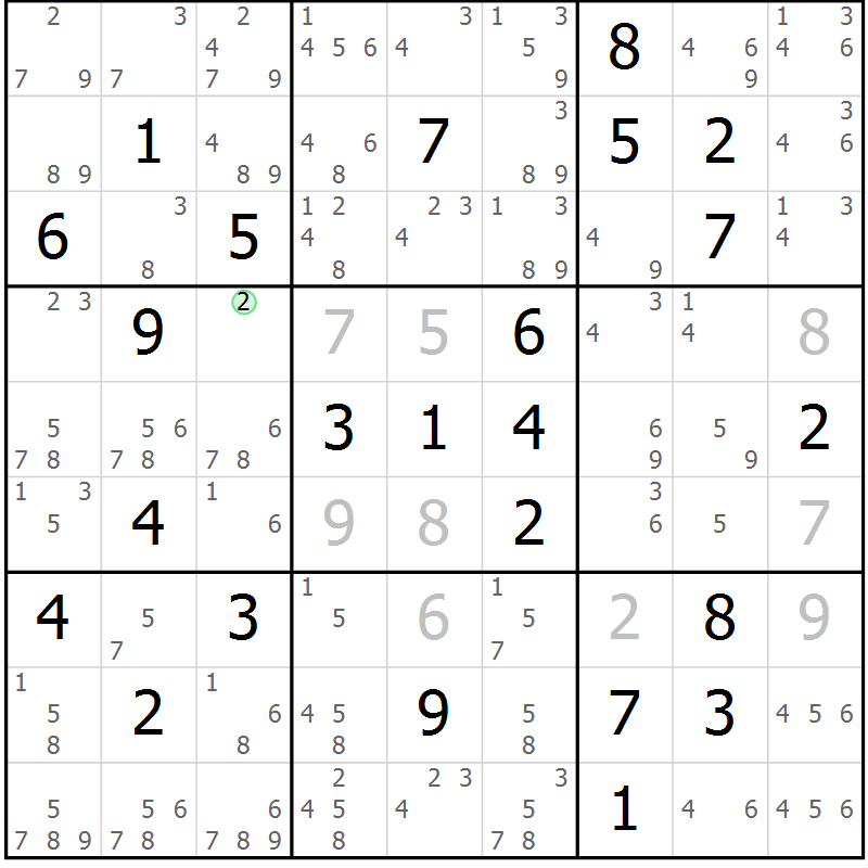Position des candidats pour la solution de la Gr 24 page 27 du magazine de sudoku Maestro n° 101