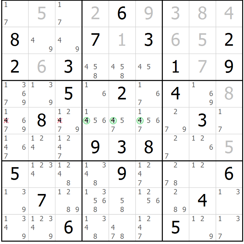 Position des candidats pour la solution de la Gr 26 page 29 du magazine de sudoku Maestro n° 101