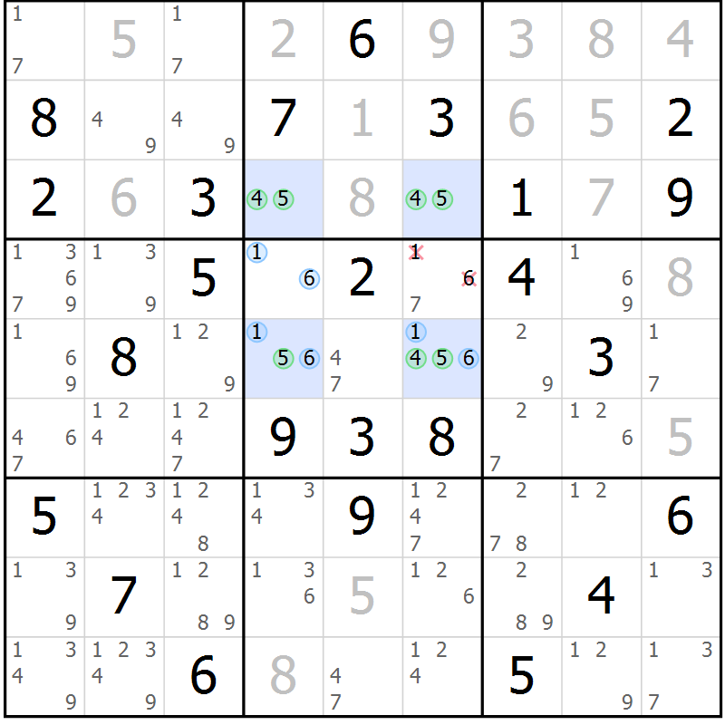 Position des candidats pour la solution de la Gr 26 page 29 du magazine de sudoku Maestro n° 101