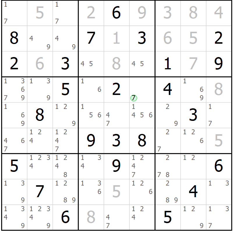 Position des candidats pour la solution de la Gr 26 page 29 du magazine de sudoku Maestro n° 101