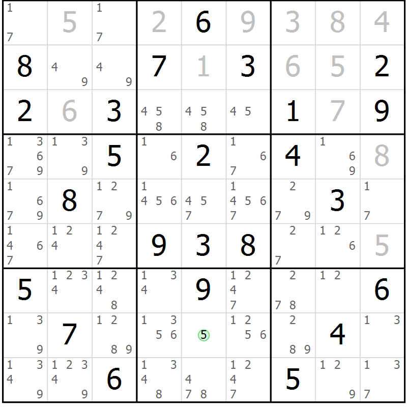 Position des candidats pour la solution de la Gr 26 page 29 du magazine de sudoku Maestro n° 101