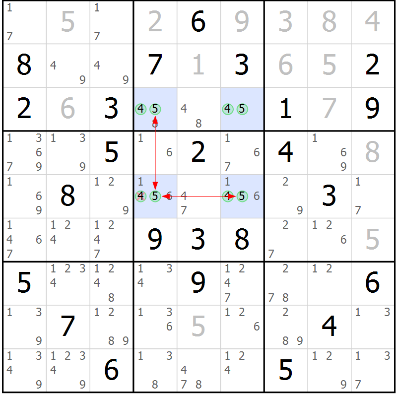 Position des candidats pour la solution de la Gr 26 page 29 du magazine de sudoku Maestro n° 101
