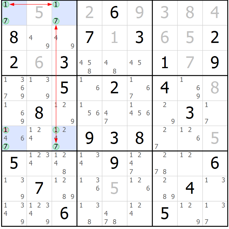 Position des candidats pour la solution de la Gr 26 page 29 du magazine de sudoku Maestro n° 101