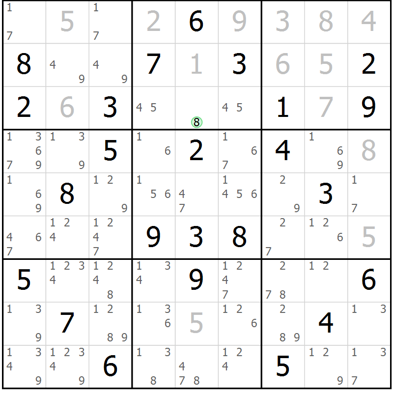 Position des candidats pour la solution de la Gr 26 page 29 du magazine de sudoku Maestro n° 101