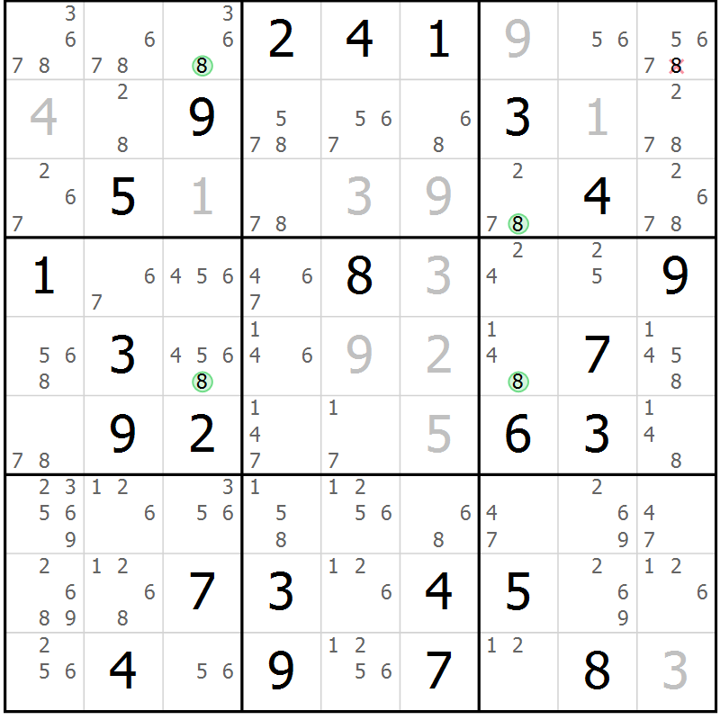 Position des candidats pour la solution de la Gr 27 page 30 du magazine de sudoku Maestro n° 101