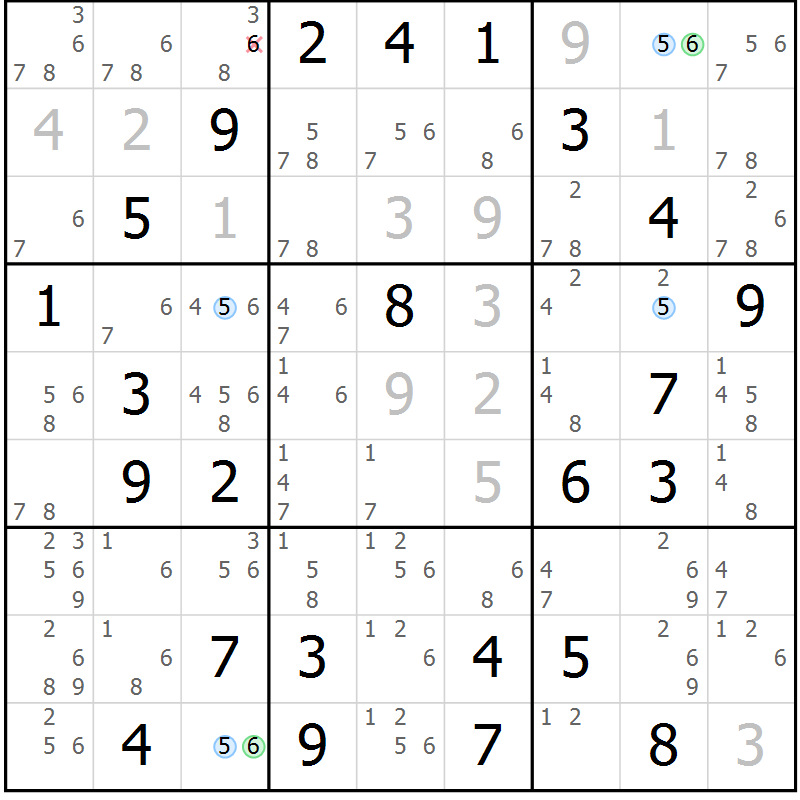 Position des candidats pour la solution de la Gr 27 page 30 du magazine de sudoku Maestro n° 101