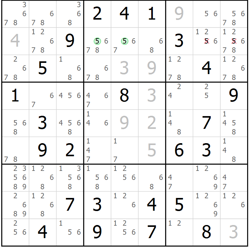 Position des candidats pour la solution de la Gr 27 page 30 du magazine de sudoku Maestro n° 101