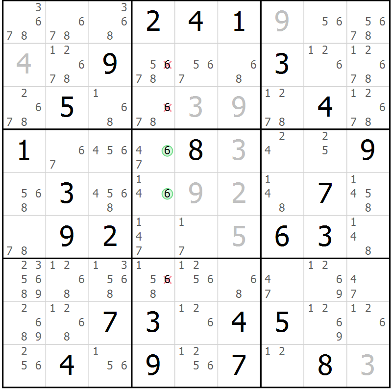 Position des candidats pour la solution de la Gr 27 page 30 du magazine de sudoku Maestro n° 101