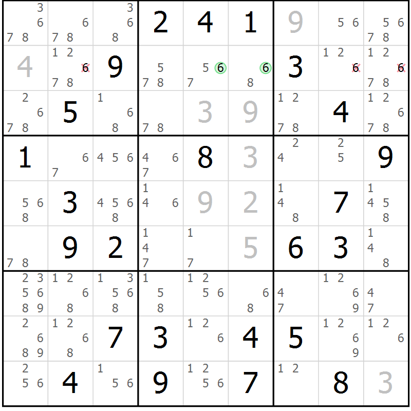 Position des candidats pour la solution de la Gr 27 page 30 du magazine de sudoku Maestro n° 101
