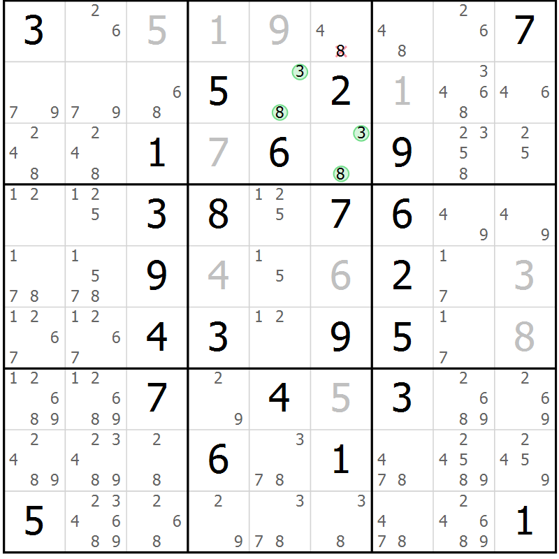 Position des candidats pour la solution de la Gr 28 page 31 du magazine de sudoku Maestro n° 101