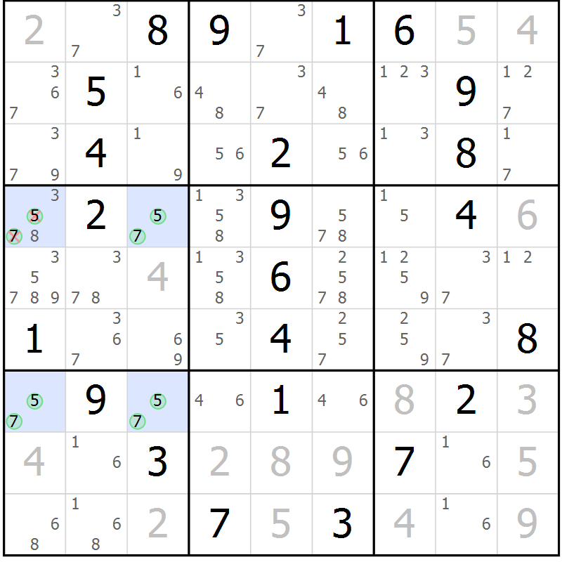 Position des candidats pour la solution de la Gr 3 page 6 du magazine de sudoku Maestro n° 101