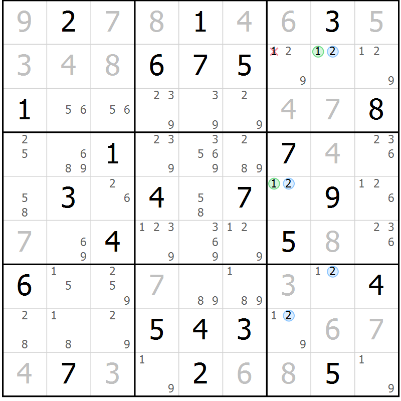 Position des candidats pour la solution de la Gr 31 page 34 du magazine de sudoku Maestro n° 101