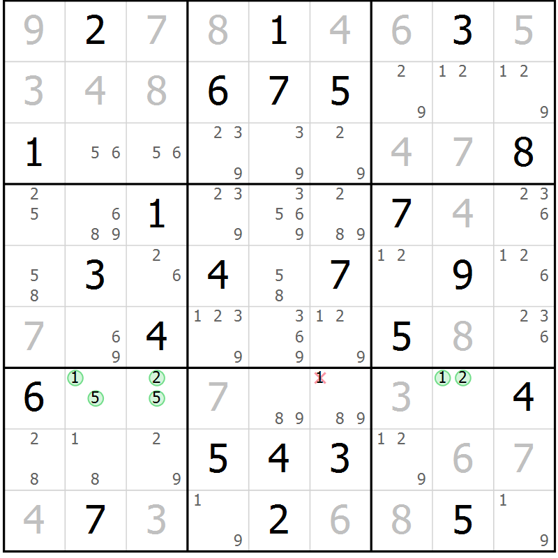 Position des candidats pour la solution de la Gr 31 page 34 du magazine de sudoku Maestro n° 101