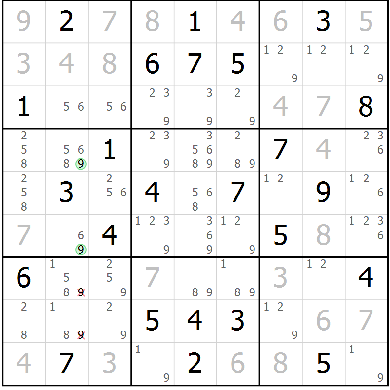 Position des candidats pour la solution de la Gr 31 page 34 du magazine de sudoku Maestro n° 101