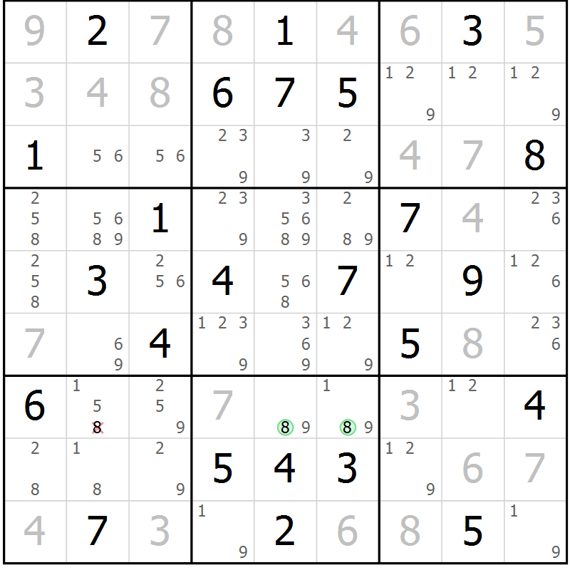 Position des candidats pour la solution de la Gr 31 page 34 du magazine de sudoku Maestro n° 101