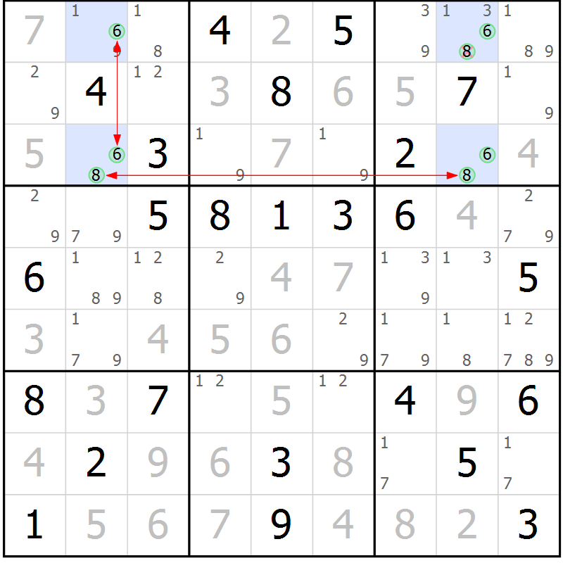 Position des candidats pour la solution de la Gr 32 page 35 du magazine de sudoku Maestro n° 101
