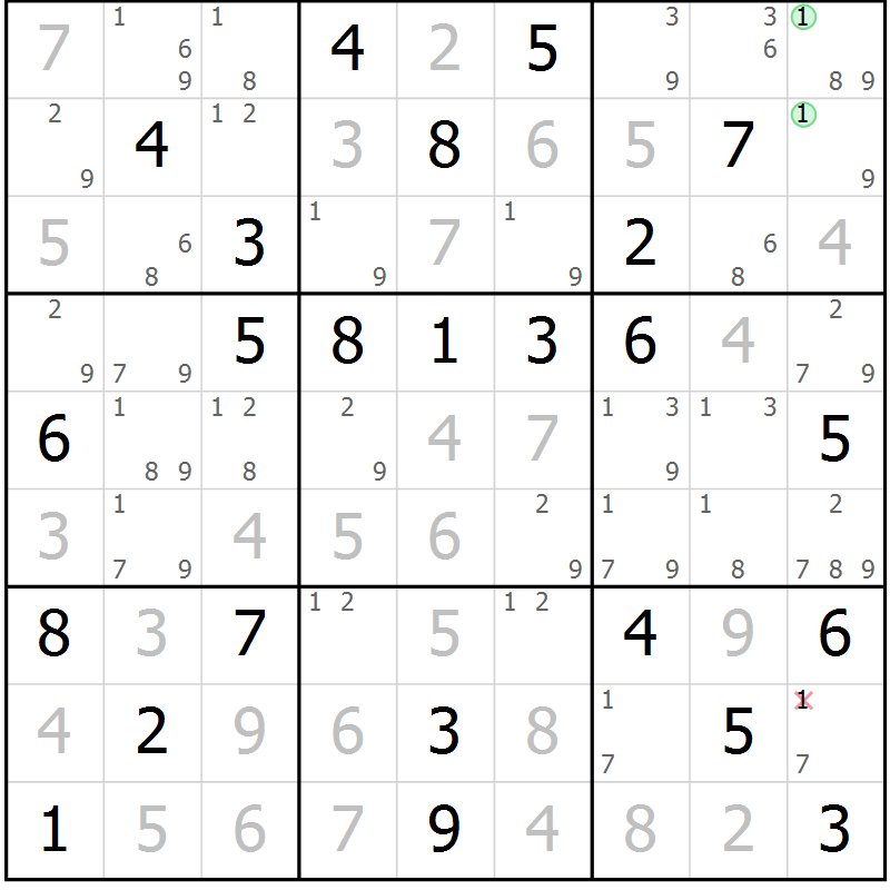 Position des candidats pour la solution de la Gr 32 page 35 du magazine de sudoku Maestro n° 101