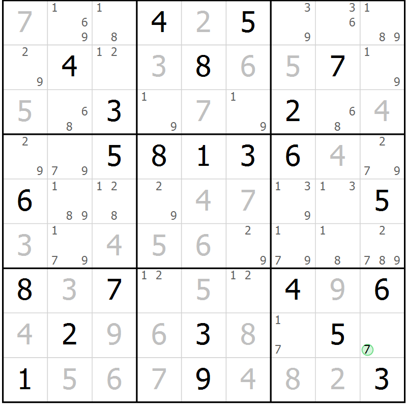Position des candidats pour la solution de la Gr 32 page 35 du magazine de sudoku Maestro n° 101
