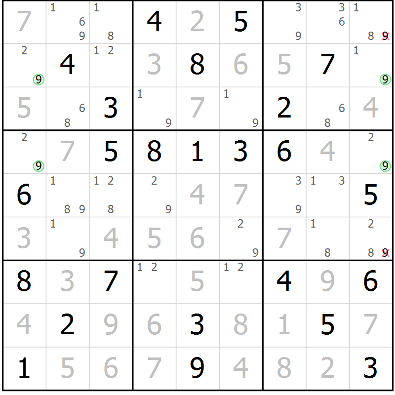 Position des candidats pour la solution de la Gr 32 page 35 du magazine de sudoku Maestro n° 101